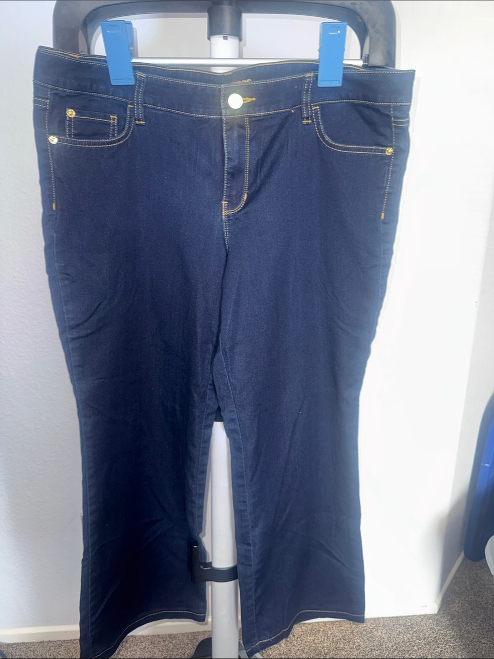 Michael Kors Indigo Bootcut Jeans with Contrast Stitching
